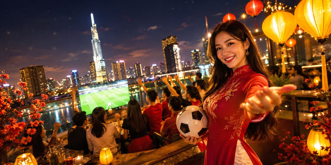 Người hâm mộ bóng đá tụ tập xem trận đấu dưới ánh đèn lồng tại Hồ Chí Minh