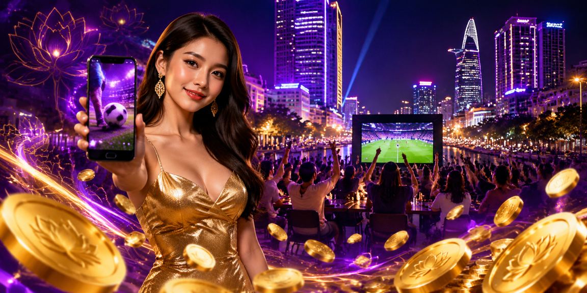 Không khí xem bóng đá về đêm tại Thành phố Hồ Chí Minh với đèn neon rực rỡ
